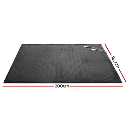 Giselle Electric Throw Rug Double Size 200x180cm Coral Fleece Heated Blanket Grey - Image 3