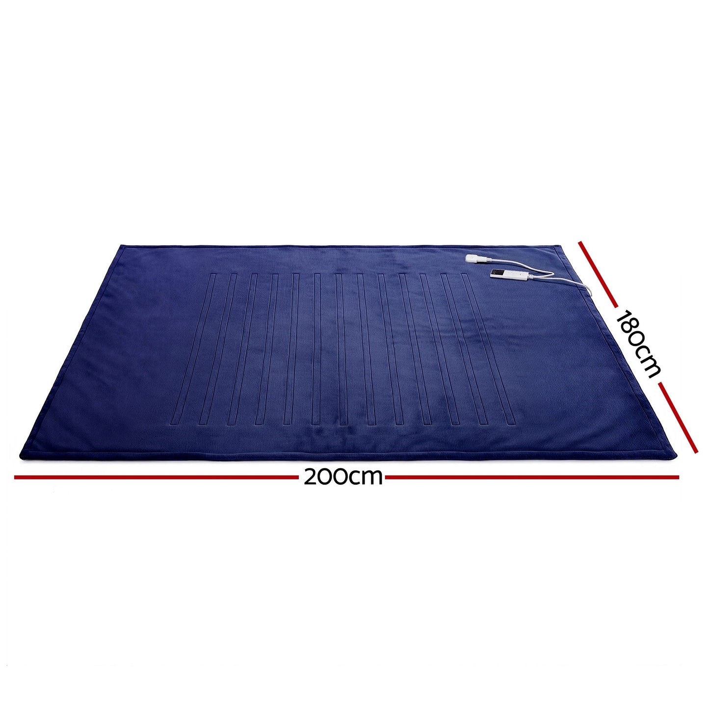 Giselle Electric Throw Rug Double Size 200x180cm Coral Fleece Heated Blanket Navy Blue - Image 3