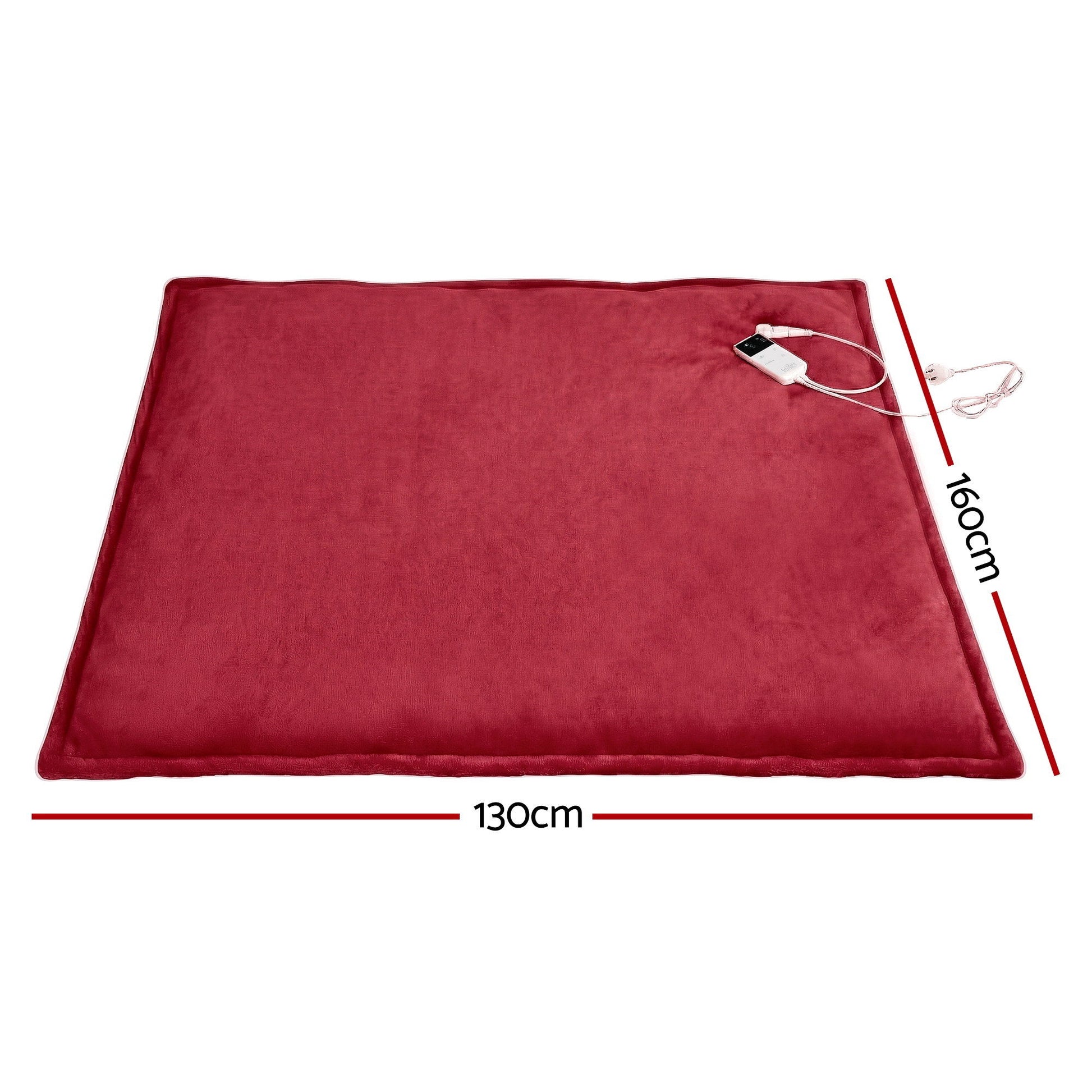 Giselle Electric Throw Rug Dual Side Fleece Flannel Heated Blanket Burgundy - Image 3