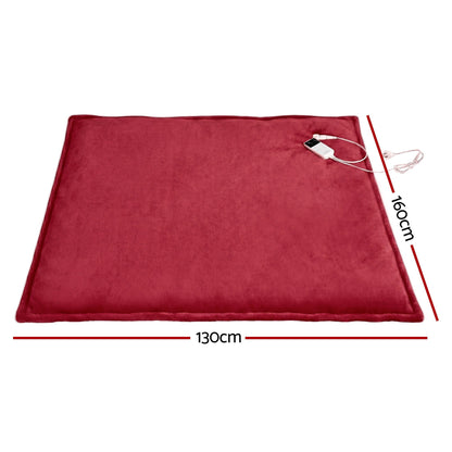 Giselle Electric Throw Rug Dual Side Fleece Flannel Heated Blanket Burgundy - Image 3