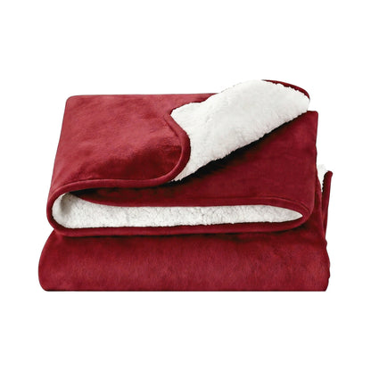 Giselle Electric Throw Rug Dual Side Fleece Flannel Heated Blanket Burgundy - Image 4