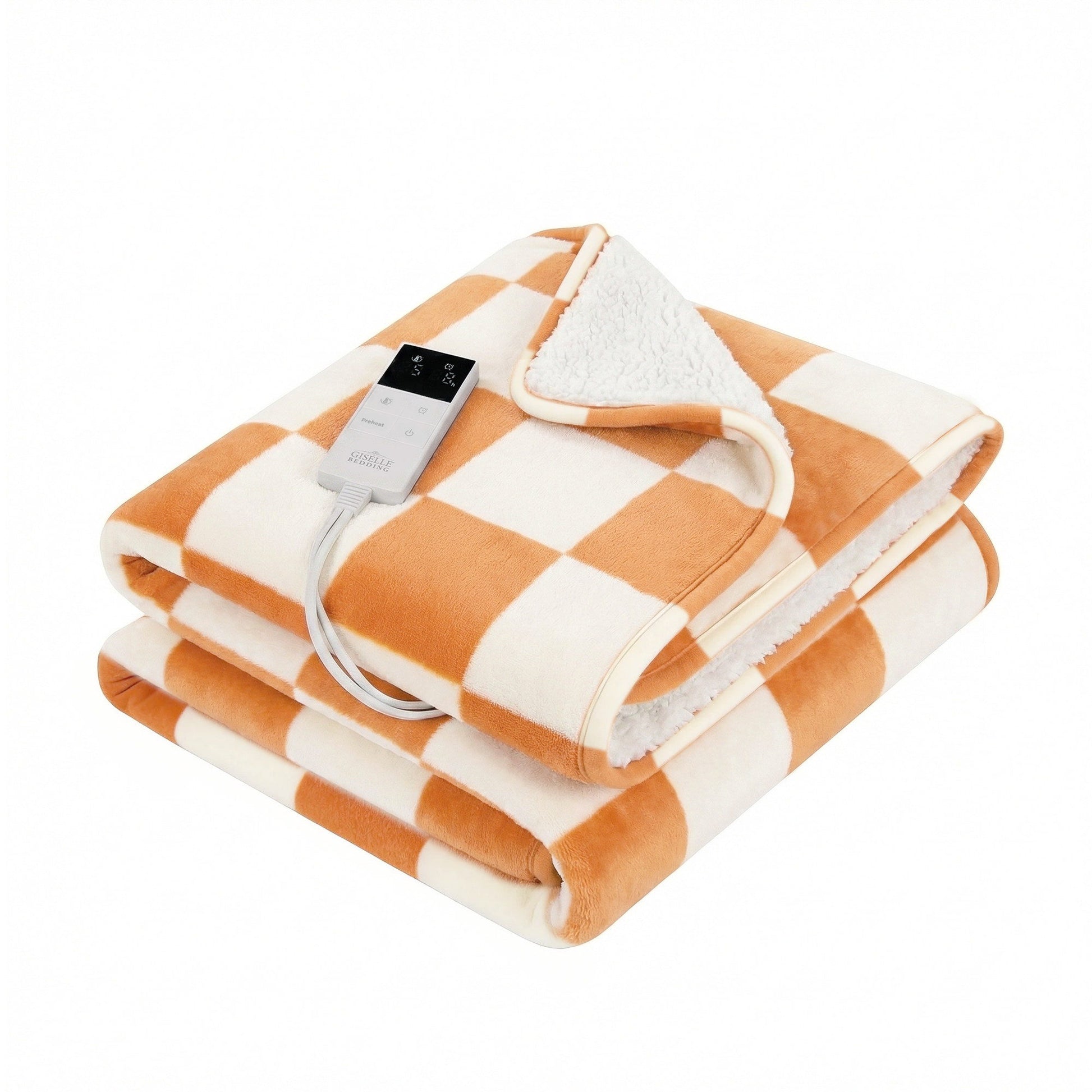 Giselle Electric Throw Rug Dual Side Fleece Flannel Heated Blanket Yellow - Image 2