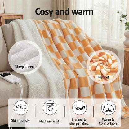 Giselle Electric Throw Rug Dual Side Fleece Flannel Heated Blanket Yellow - Image 9