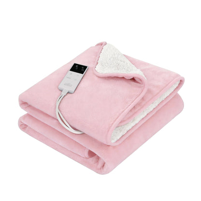 Giselle Electric Throw Rug Dual Side Fleece Flannel Heated Blanket Pink - Image 2