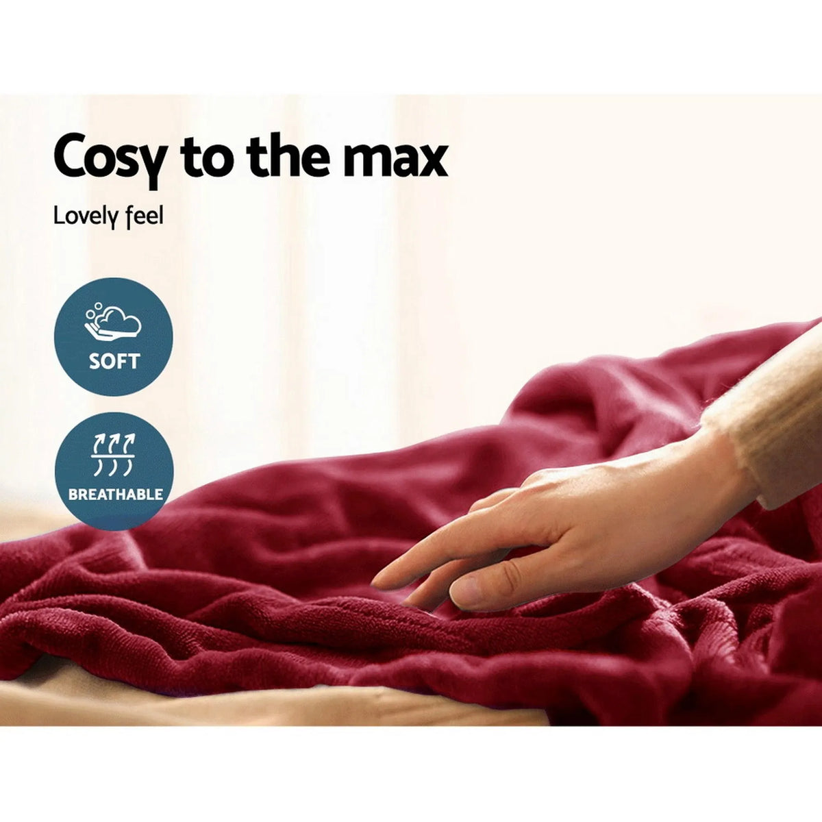 Giselle Electric Throw Rug Heated Blanket Fleece Red - Image 6