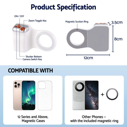 Devanti Magnetic Phone Camera Grip Ergonomic Hanlder Detachable Bluetooth Remote - Image 3