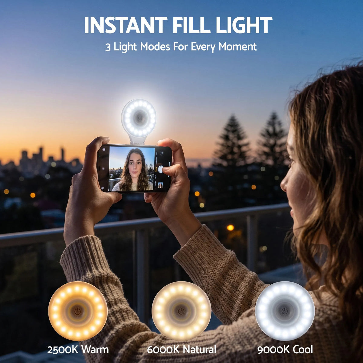 Devanti Magnetic Selfie Light Foldable LED Ring Fill Phone Light CRI95 White - Image 5