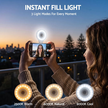 Devanti Magnetic Selfie Light Foldable LED Ring Fill Phone Light CRI95 White - Image 5