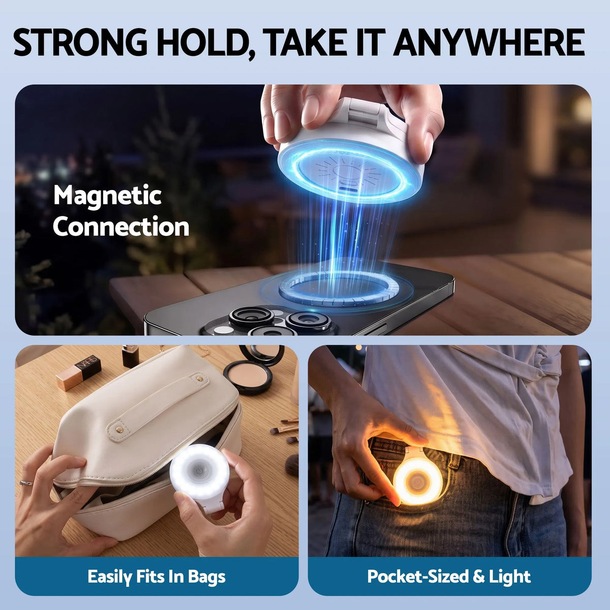Devanti Magnetic Selfie Light Foldable LED Ring Fill Phone Light CRI95 White - Image 7