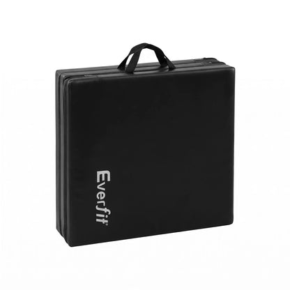 Everfit Gymnastics Mats Folding Exercise Floor Mat Portable 3 Fold Tumbling Mat Black - Image 3