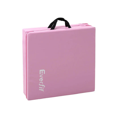 Everfit 180x60cm Gymnastics Mats Folding Exercise Floor Mat Portable 3 Fold Tumbling Mat Pink - Image 3