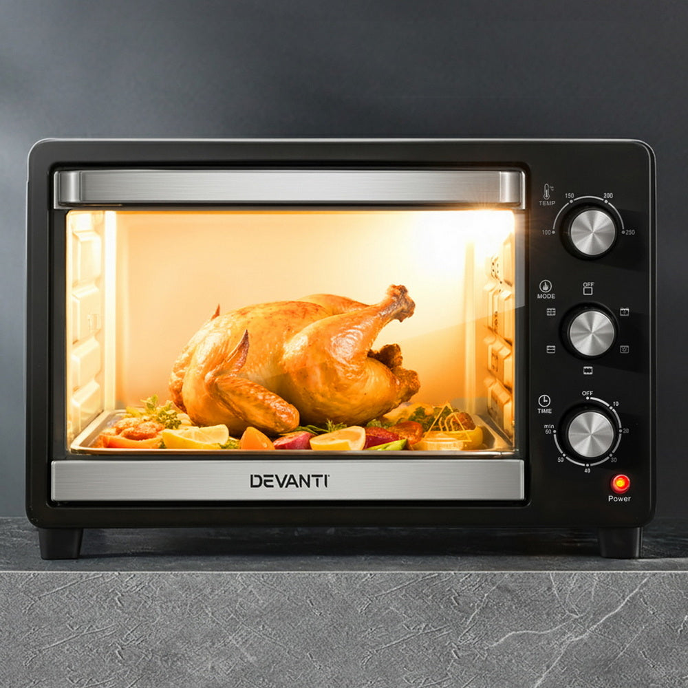Devanti 30L Convection Oven Electric Fryer Ovens 1600W