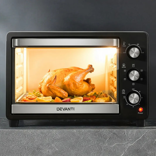 Devanti 30L Convection Oven Electric Fryer Ovens 1600W