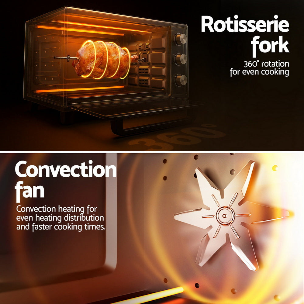 Devanti 30L Convection Oven Electric Fryer Ovens 1600W - Image 8