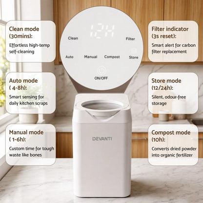 Devanti 4.5L Electric Composter Smart Compost Bin Kitchen Food Waste Recycler - Image 5