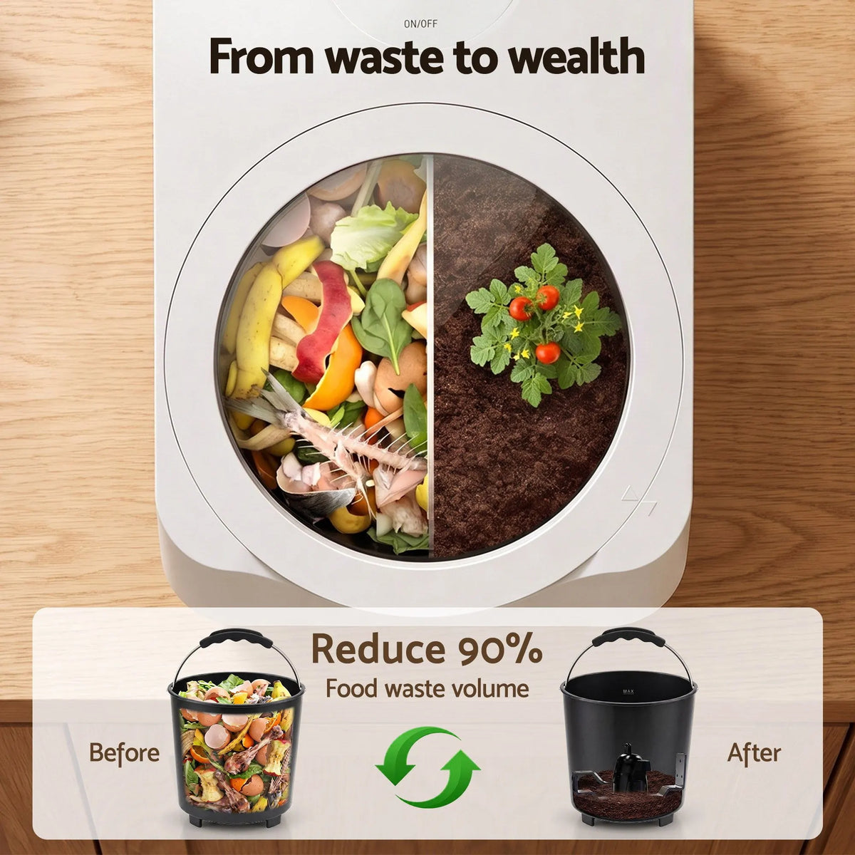 Devanti 4.5L Electric Composter Smart Compost Bin Kitchen Food Waste Recycler - Image 6