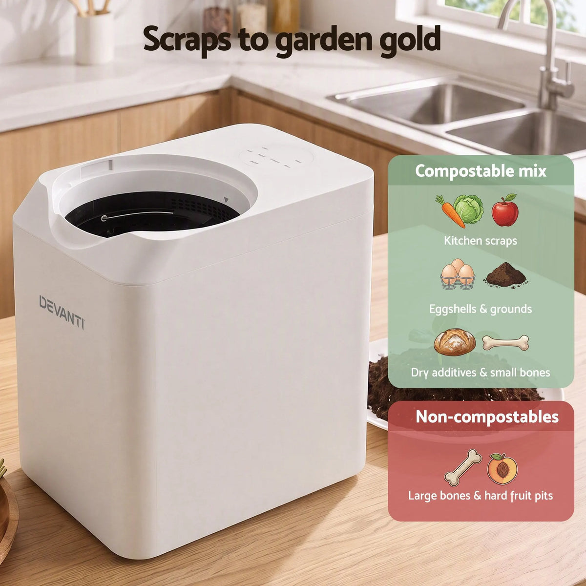 Devanti 4.5L Electric Composter Smart Compost Bin Kitchen Food Waste Recycler - Image 7