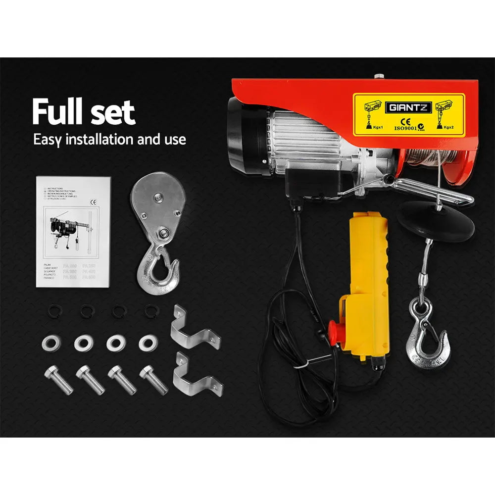 Giantz Electric Hoist Winch 300/600KG Cable 18M Rope Tool Remote Chain Lifting - Image 6