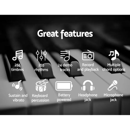 Alpha 61 Keys Electronic Piano Keyboard Digital Electric w/ Stand Beginner Black - Image 4