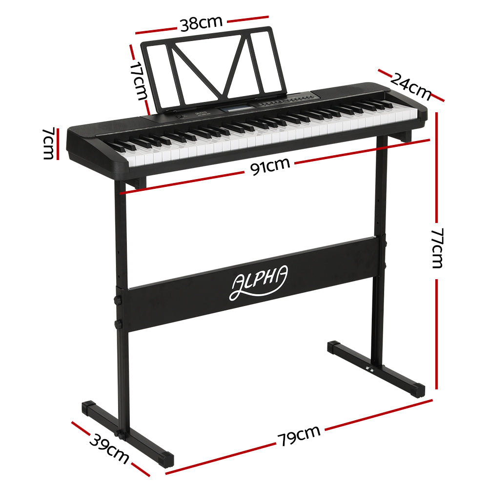 Alpha 61 Keys Electronic Piano Keyboard Digital Electric w/ Stand Touch Sensitive - Image 2