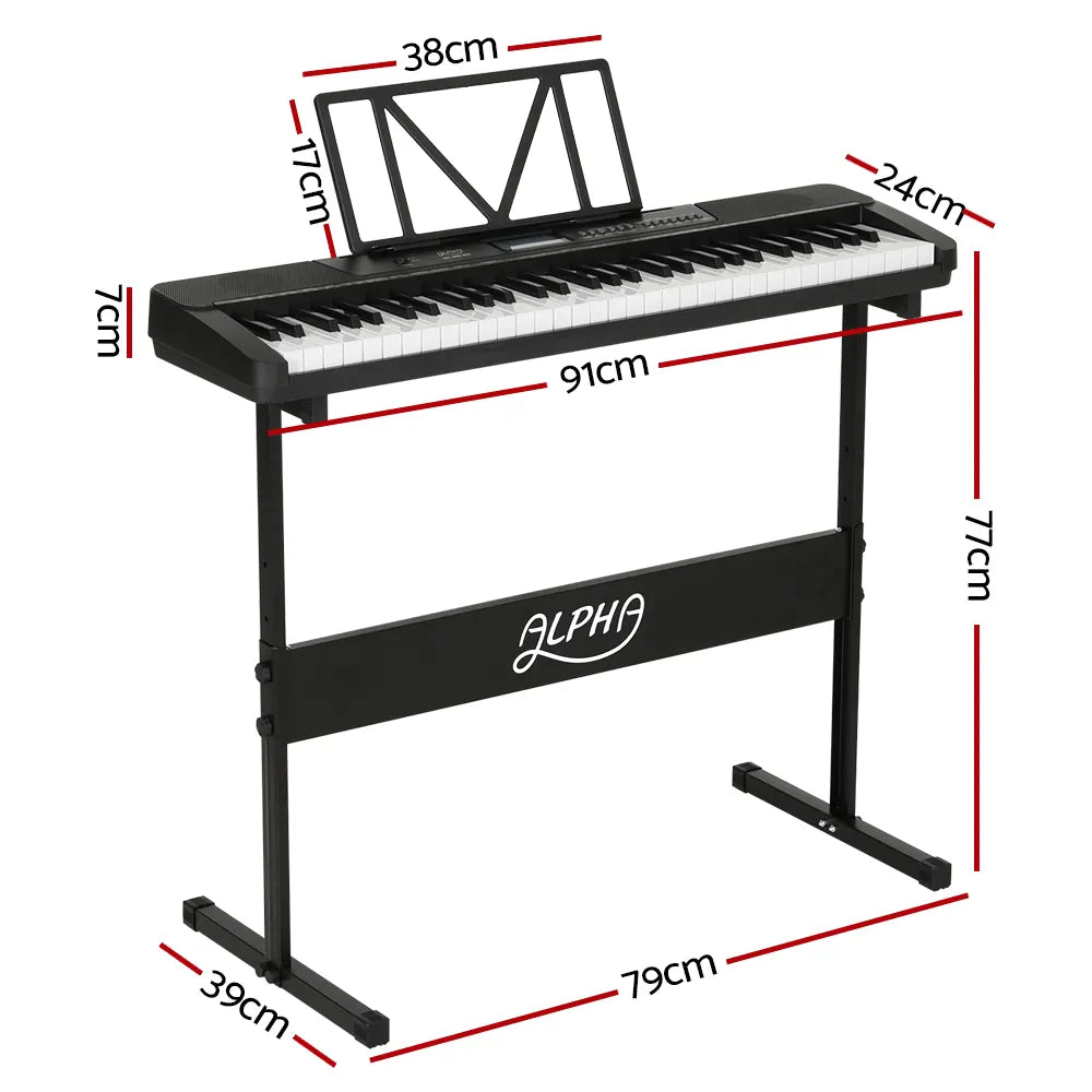 Alpha 61 Keys Electronic Piano Keyboard Digital Electric w/ Stand Touch Sensitive - Image 2