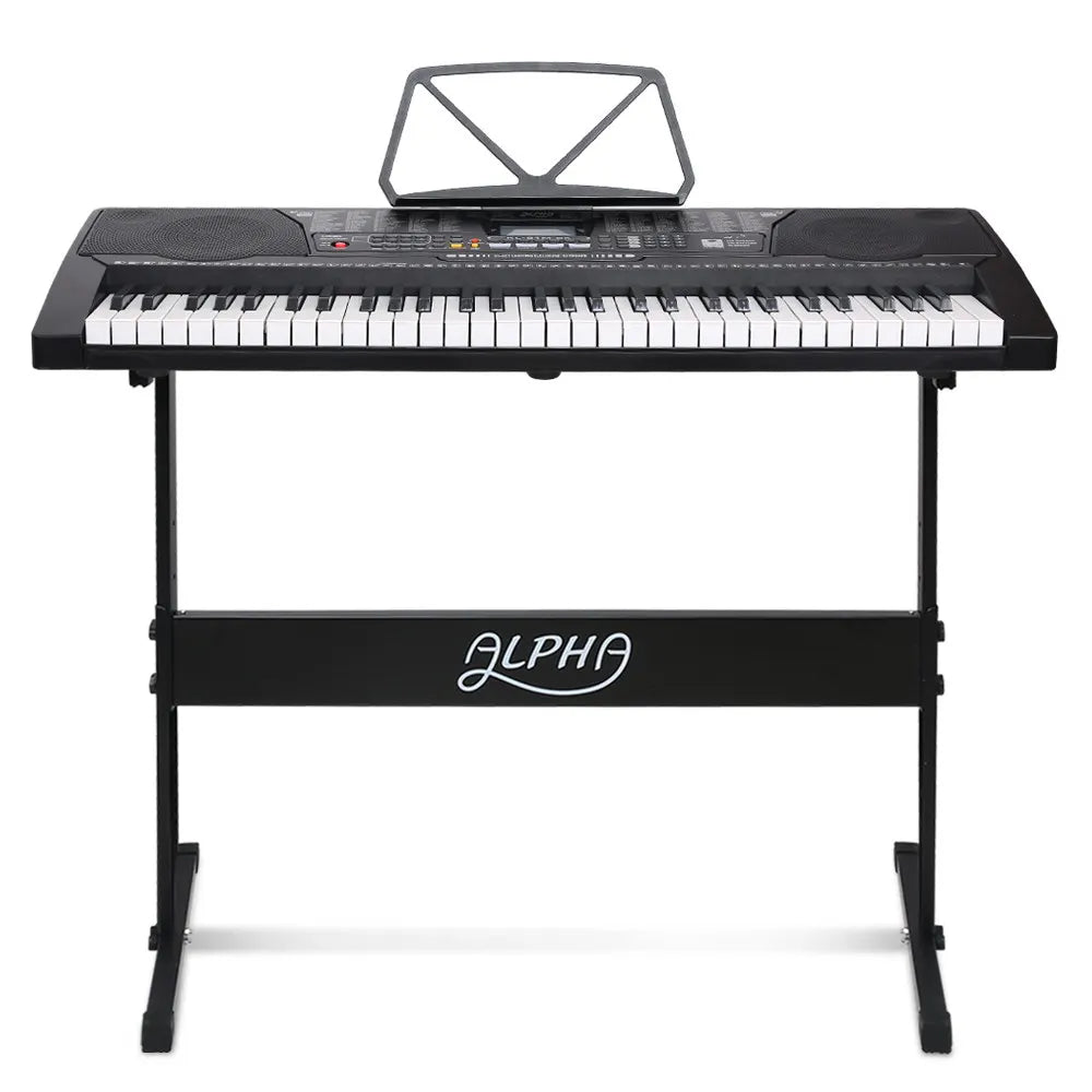 Alpha 61 Keys Electronic Piano Keyboard Digital Electric w/ Stand Lighted Black - Image 3