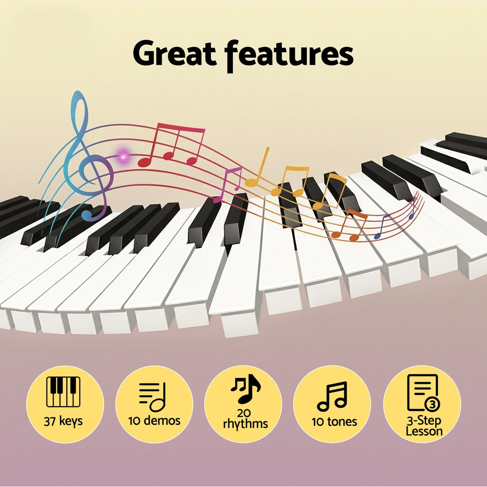 Alpha 37-Key Digital Piano Keyboard for Kids Beginners Electronic Keyboard Piano Gift Pink - Image 4