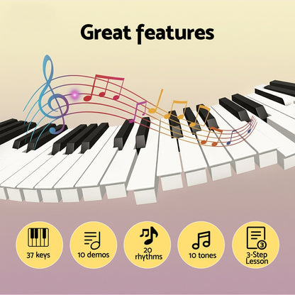 Alpha 37-Key Digital Piano Keyboard for Kids Beginners Electronic Keyboard Piano Gift Pink - Image 4