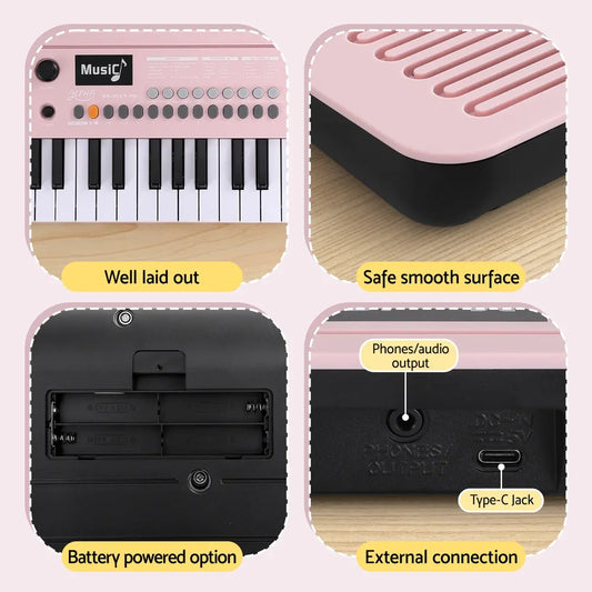 Alpha 37-Key Digital Piano Keyboard for Kids Beginners Electronic Keyboard Piano Gift Pink - Image 6