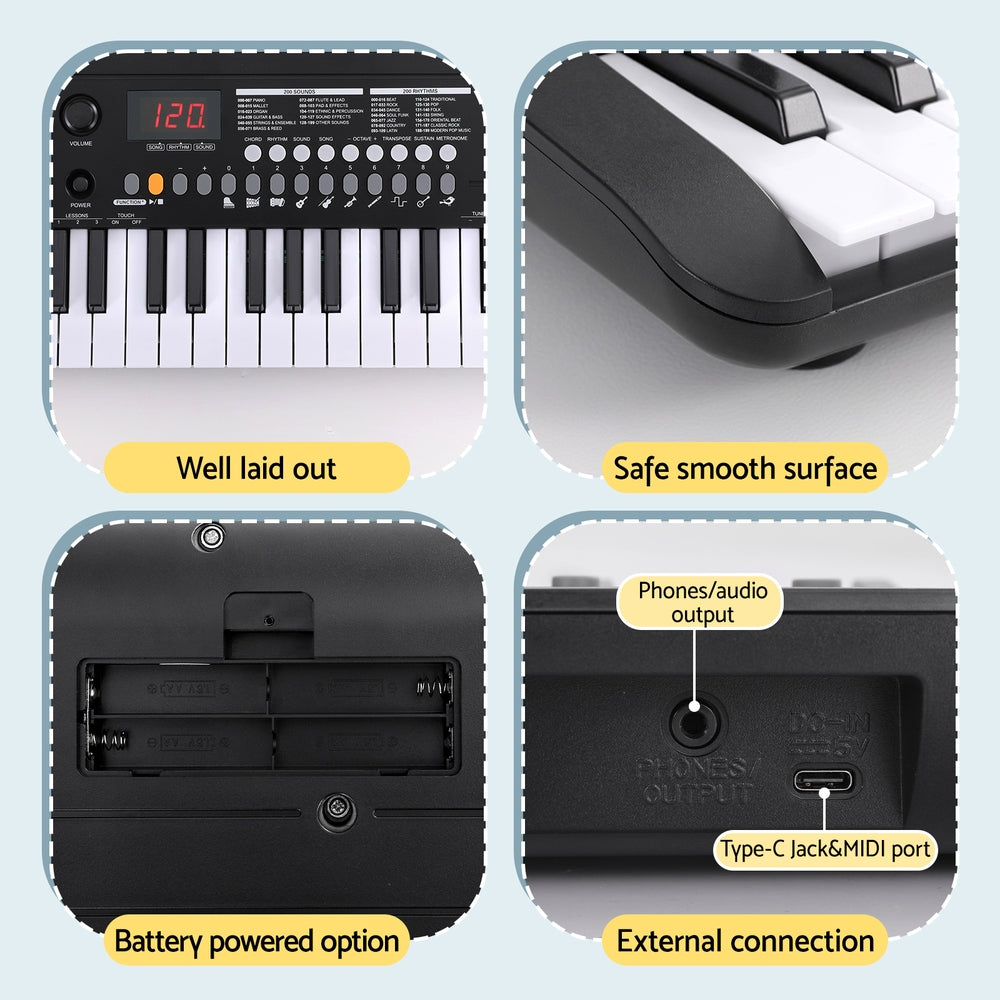 Alpha 37-Key Digital Piano Keyboard Electric Black - Image 6