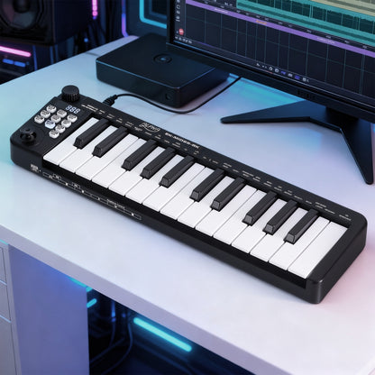 Alpha 25-Key MIDI Keyboard Controller Portable USB Laptop Black - Image 7