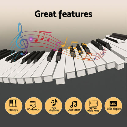 Alpha Piano Keyboard 88 Keys Electric Electronic Keyboard Piano Gift Black - Image 4