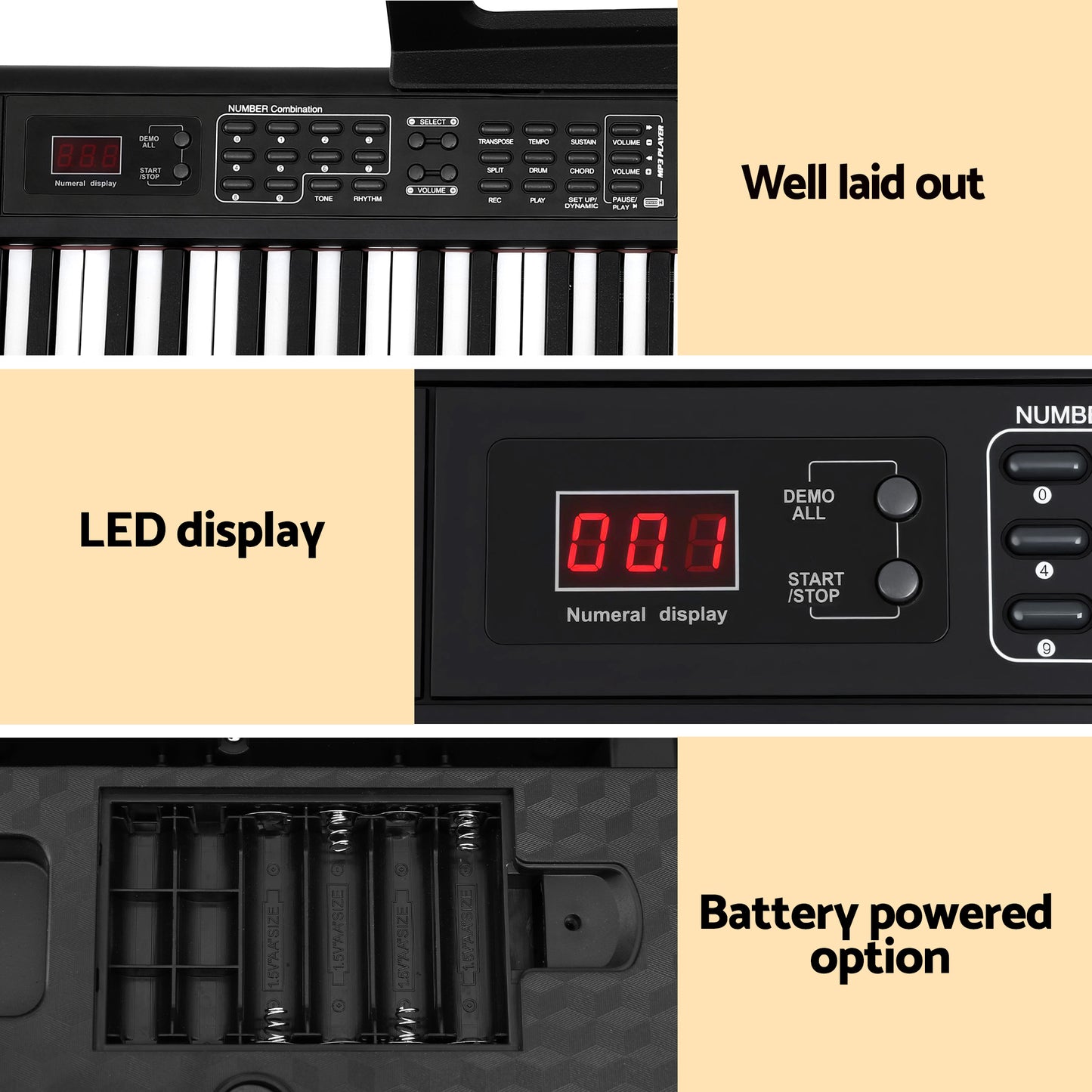 Alpha Piano Keyboard 88 Keys Electric Electronic Keyboard Piano Gift Black - Image 7