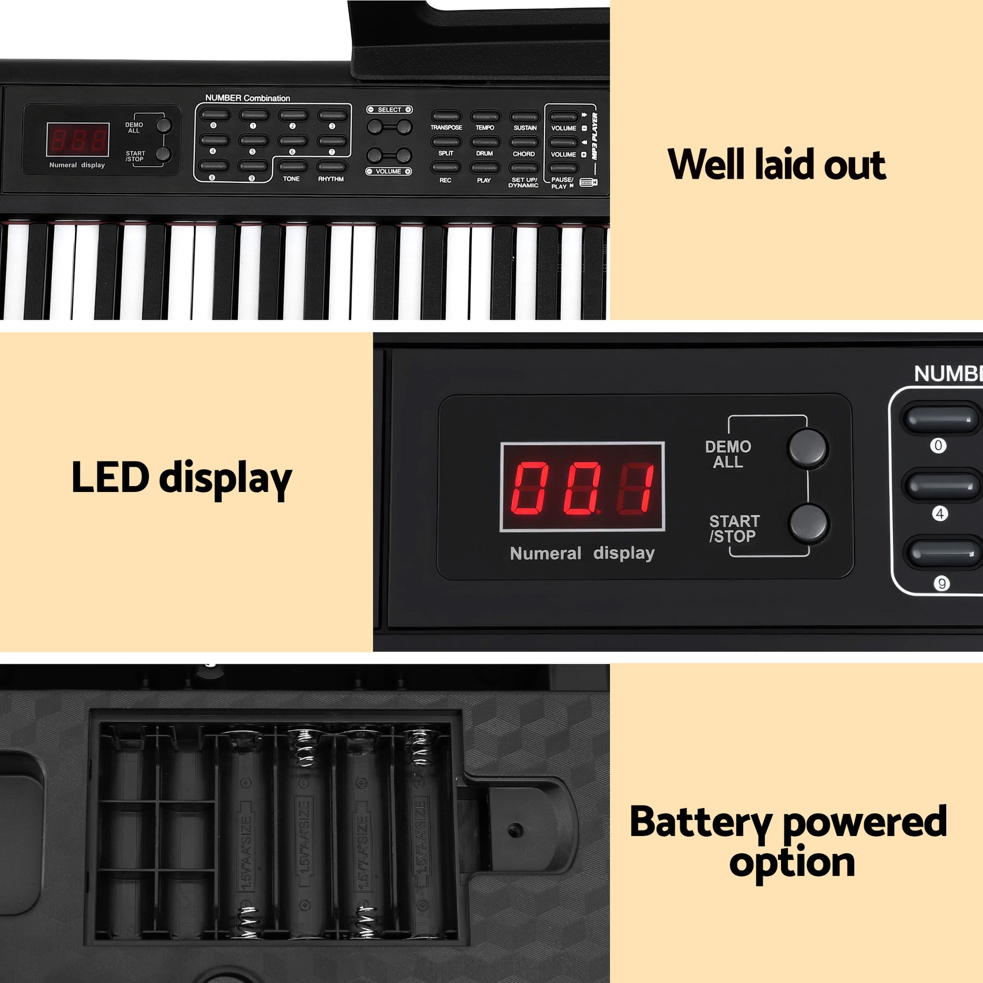 Alpha Piano Keyboard 88 Keys Electric Electronic Keyboard Piano Gift Black - Image 7