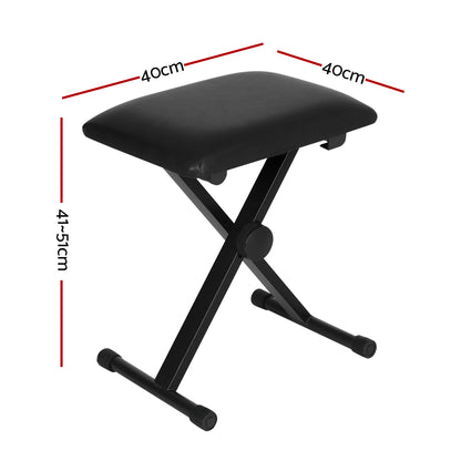 Alpha Piano Stool Adjustable Height Keyboard Seat Portable Bench Chair Black - Image 2