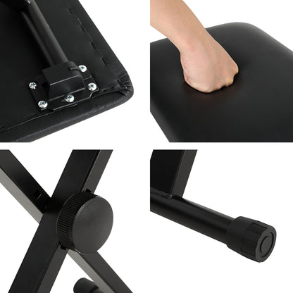 Alpha Piano Stool Adjustable Height Keyboard Seat Portable Bench Chair Black - Image 4