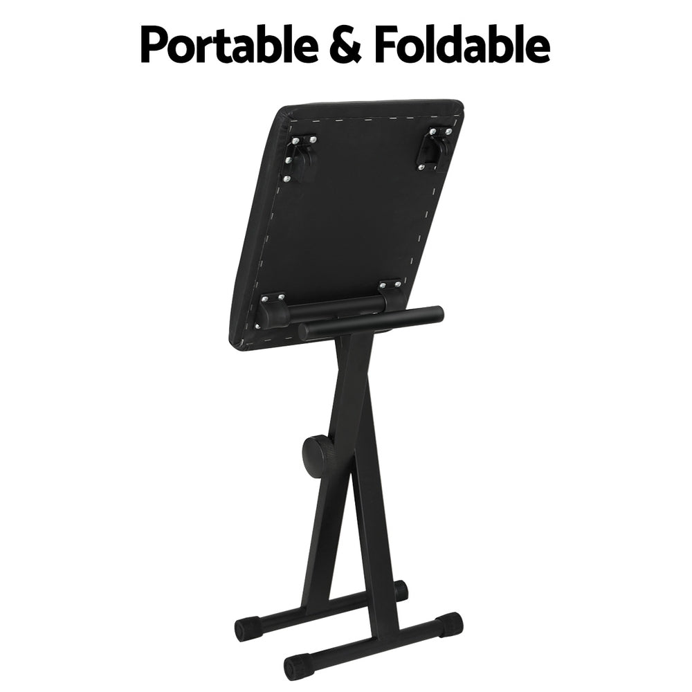 Alpha Piano Stool Adjustable Height Keyboard Seat Portable Bench Chair Black - Image 6