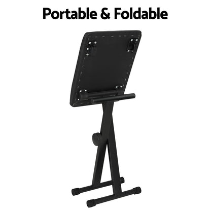 Alpha Piano Stool Adjustable Height Keyboard Seat Portable Bench Chair Black - Image 6