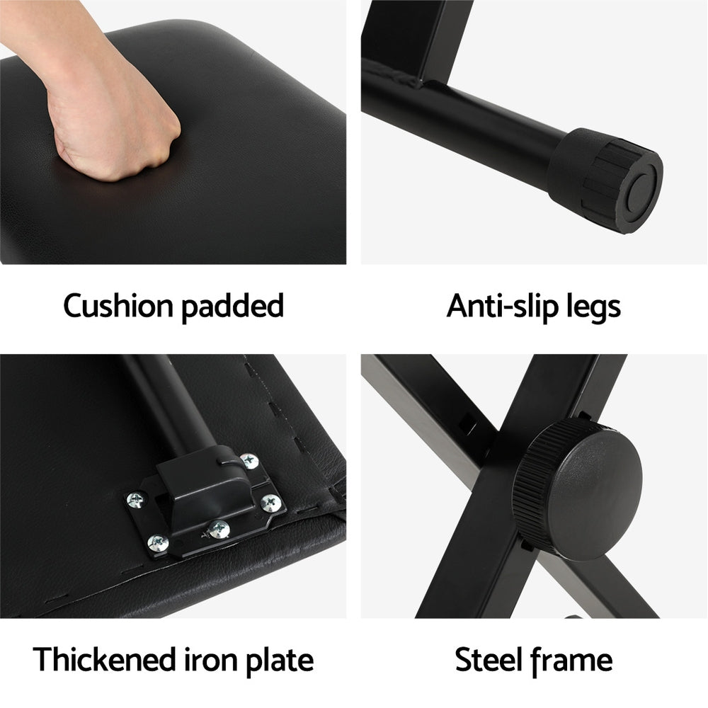Alpha Piano Stool Adjustable Height Keyboard Seat Portable Bench Chair Black - Image 7