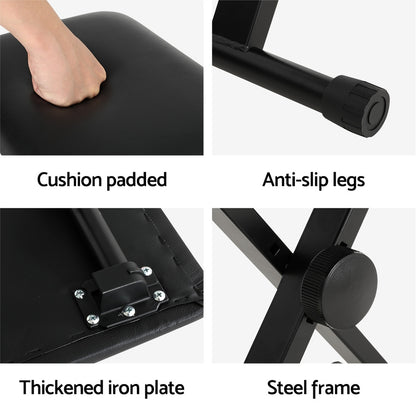 Alpha Piano Stool Adjustable Height Keyboard Seat Portable Bench Chair Black - Image 7