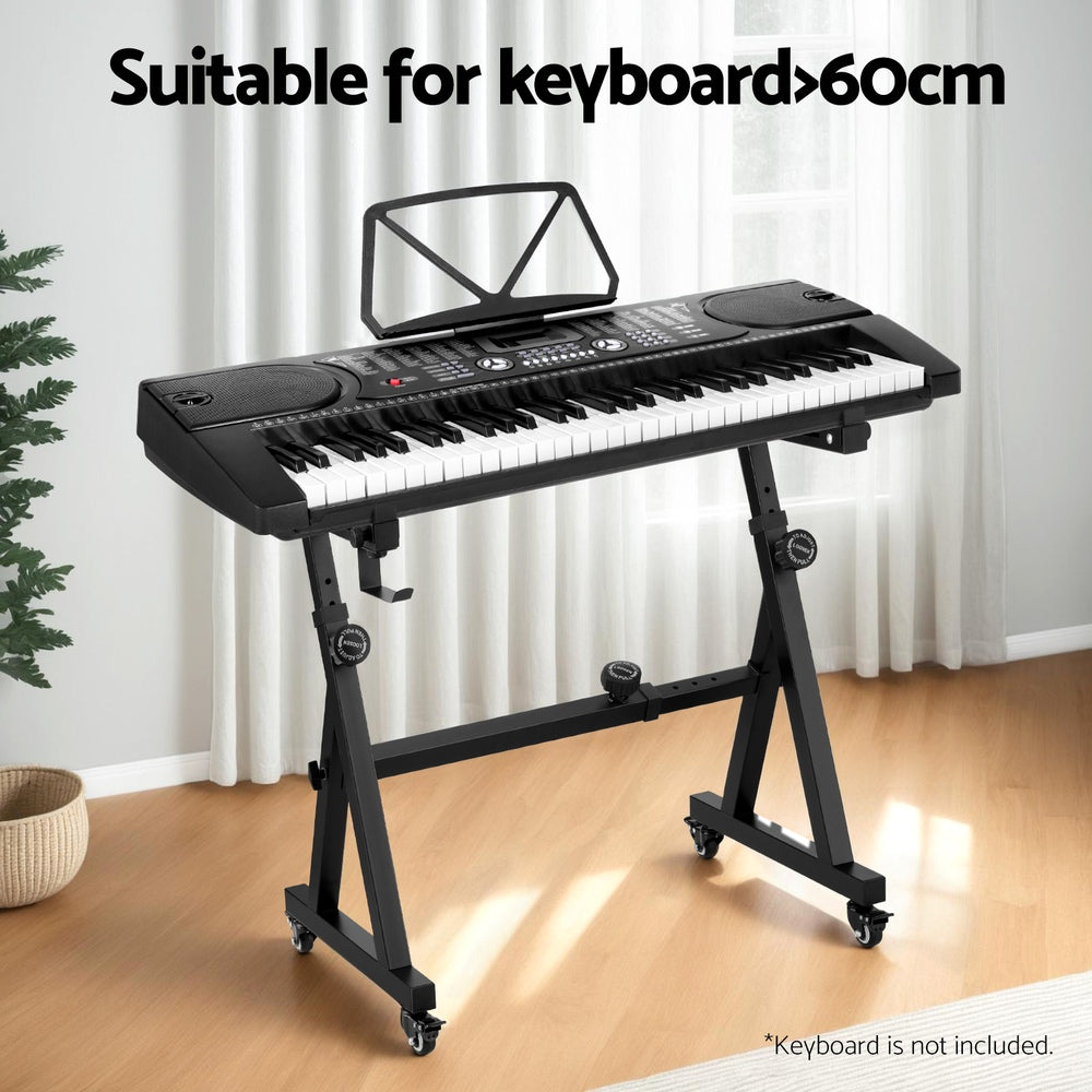 Alpha Heavy Duty Adjustable Piano Stand with Lockable Wheels Z-Stand Black - Image 4