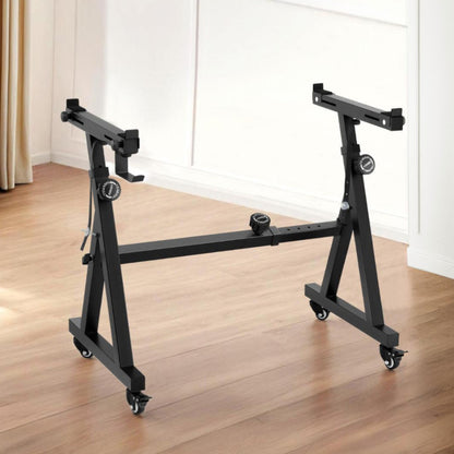 Alpha Heavy Duty Adjustable Piano Stand with Lockable Wheels Z-Stand Black - Image 7