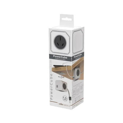 Allocacoc PowerCube Extended USB Powerboard 4-Outlets 2 USB Ports Grey-White 1.5m  - Image 5