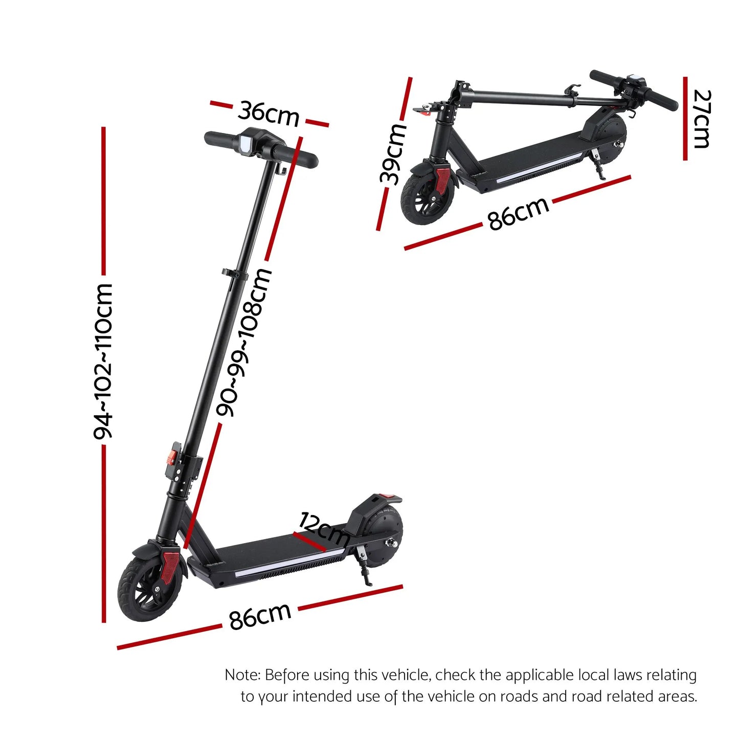 Electric Scooter 180W 18KM/H Foldable Height Adjustable Portable Riding Commuter Teens Adults - Image 2