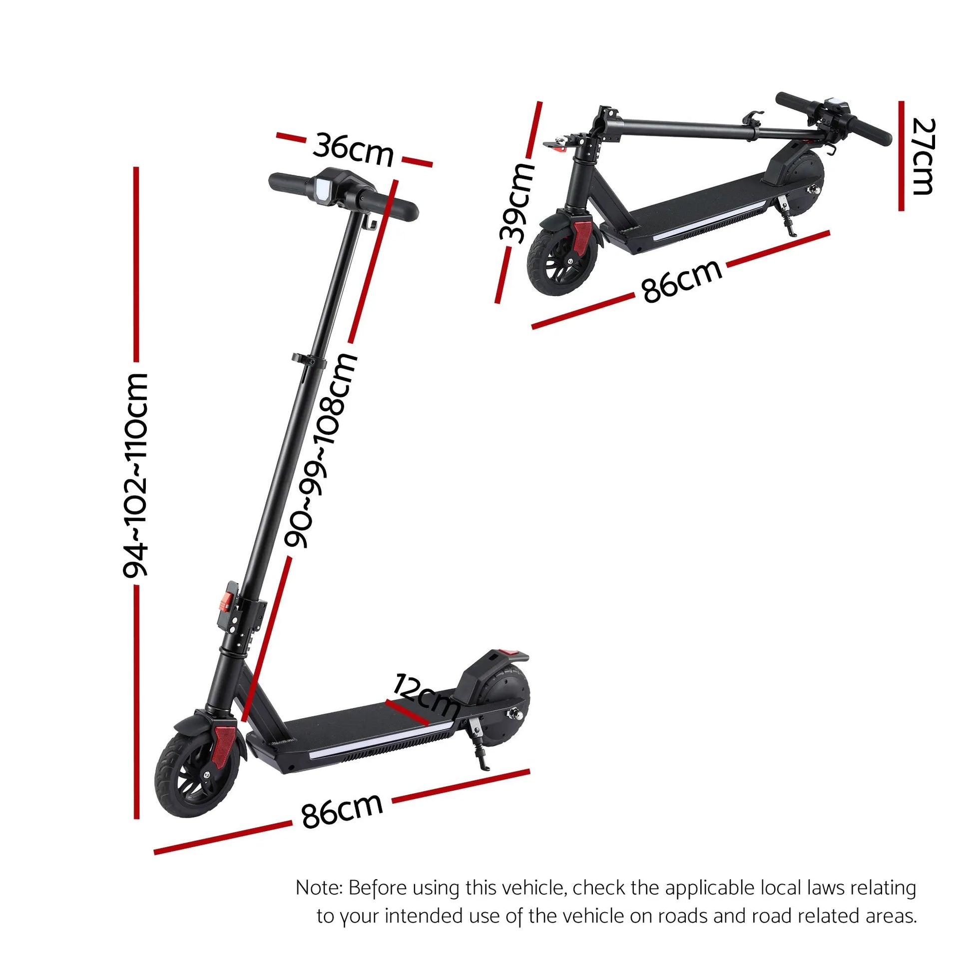 Electric Scooter 180W 18KM/H Foldable Height Adjustable Portable Riding Commuter Teens Adults - Image 2