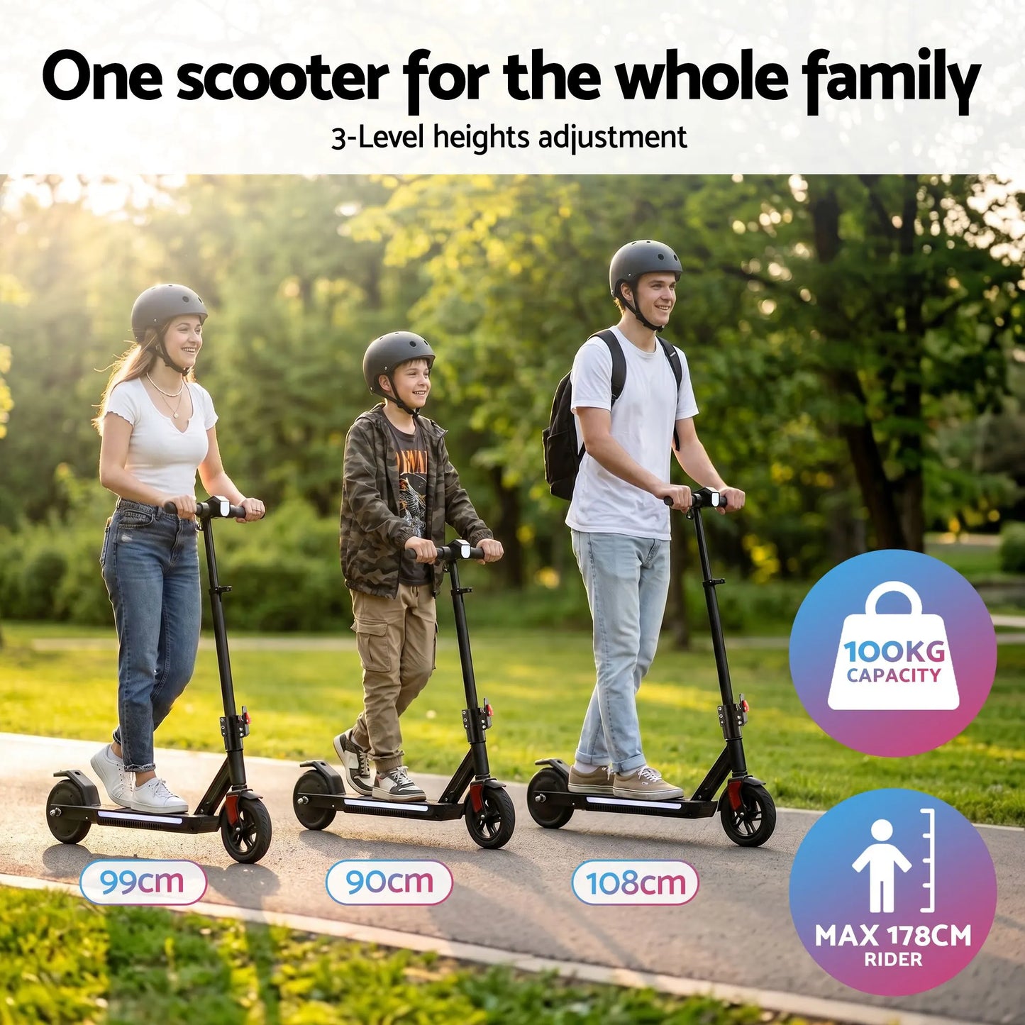 Electric Scooter 180W 18KM/H Foldable Height Adjustable Portable Riding Commuter Teens Adults - Image 5