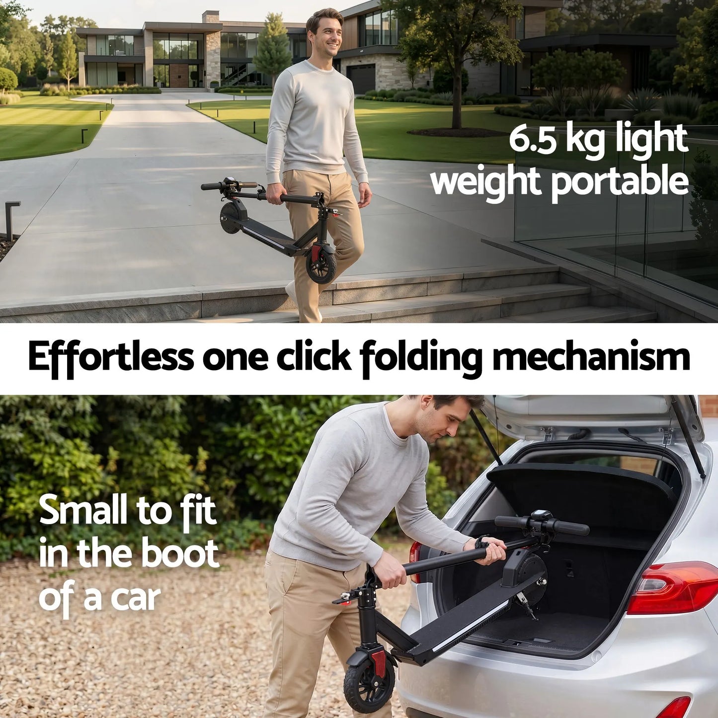 Electric Scooter 180W 18KM/H Foldable Height Adjustable Portable Riding Commuter Teens Adults - Image 6