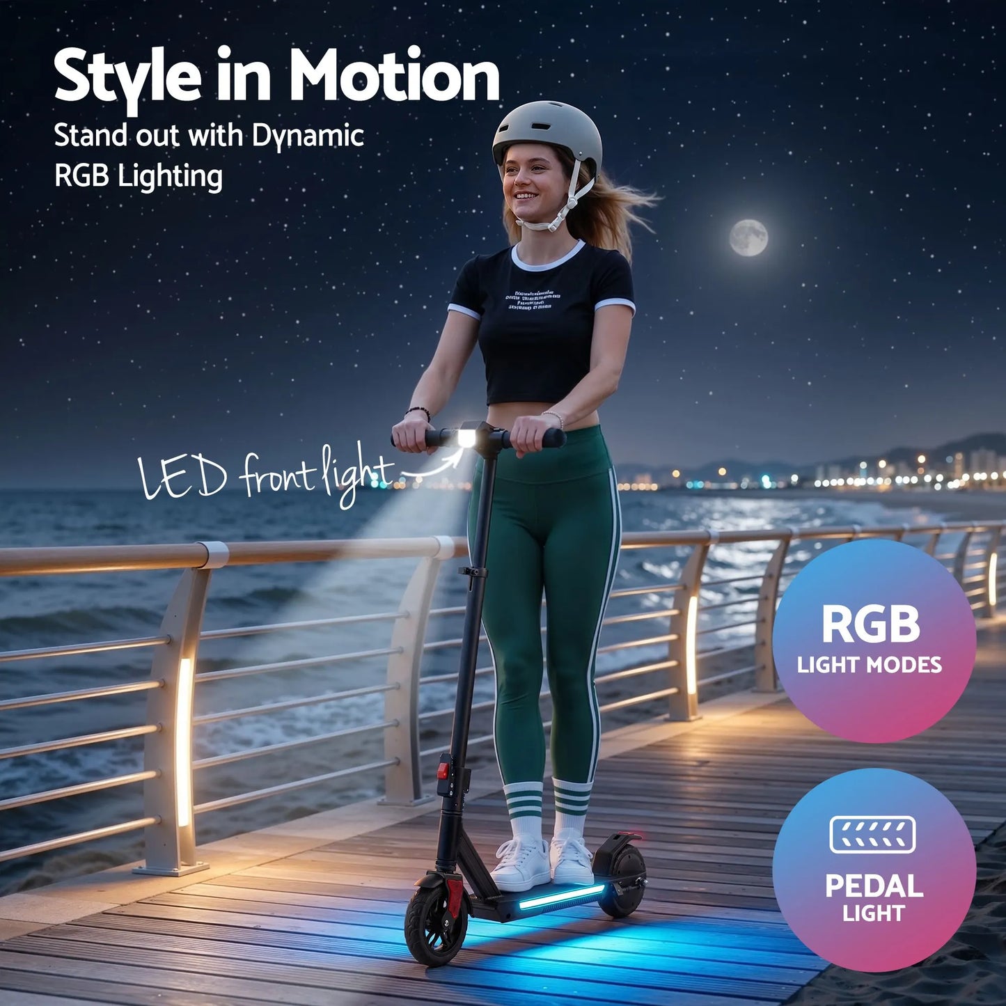 Electric Scooter 180W 18KM/H Foldable Height Adjustable Portable Riding Commuter Teens Adults - Image 8