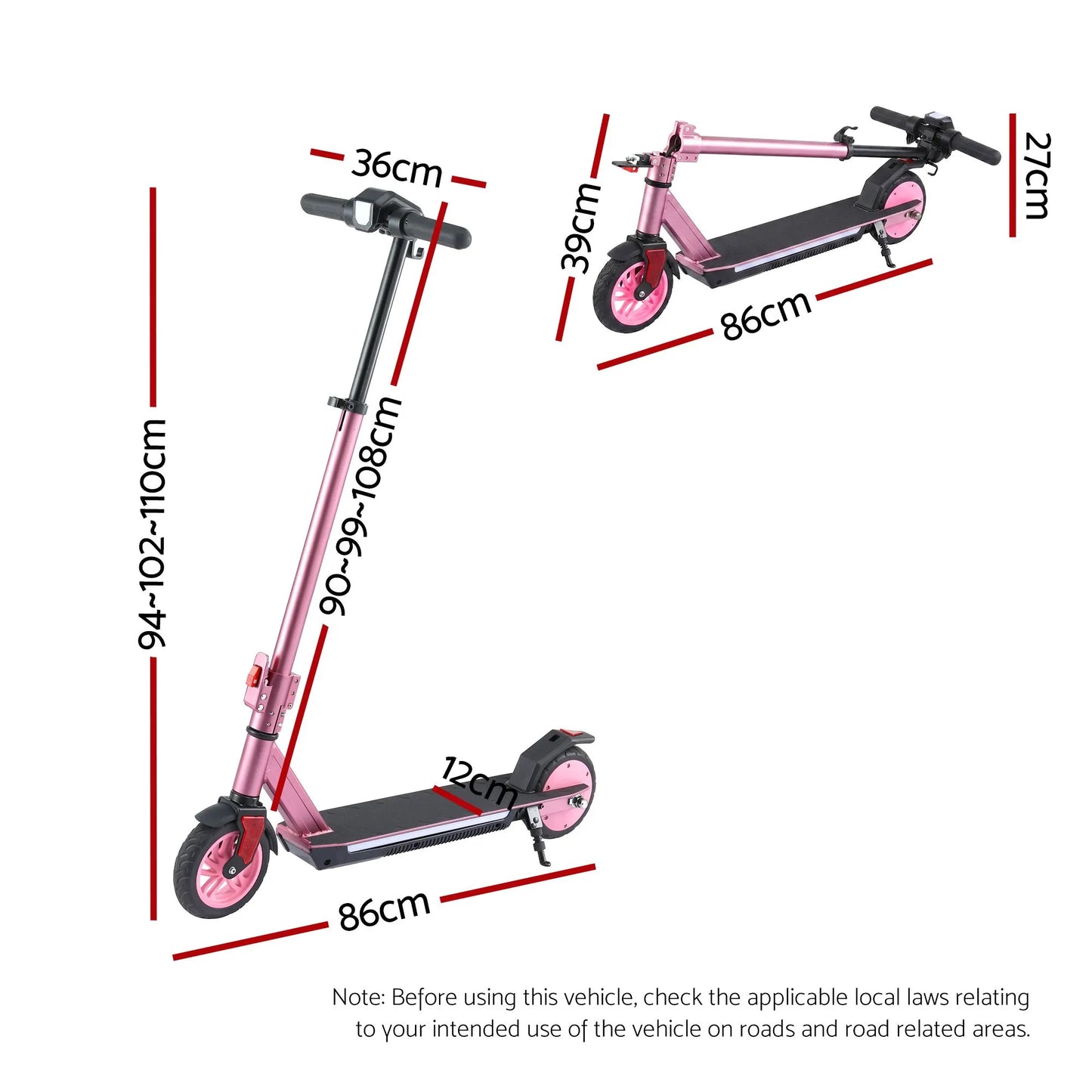 Electric Scooter 180W 18KM/H Adjustable Portable Foldable Height Riding Commuter Teens Adults - Image 2