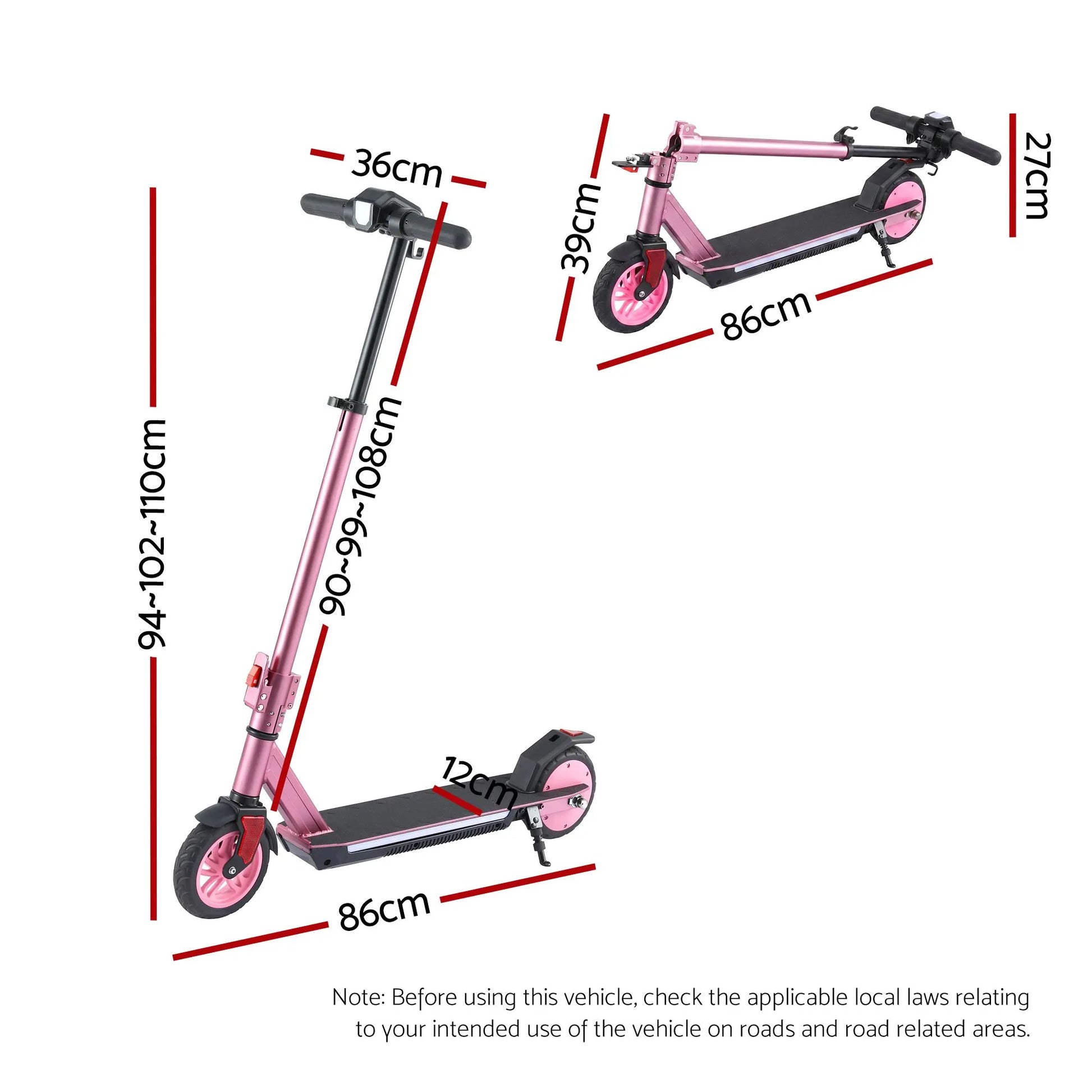 Electric Scooter 180W 18KM/H Adjustable Portable Foldable Height Riding Commuter Teens Adults - Image 2